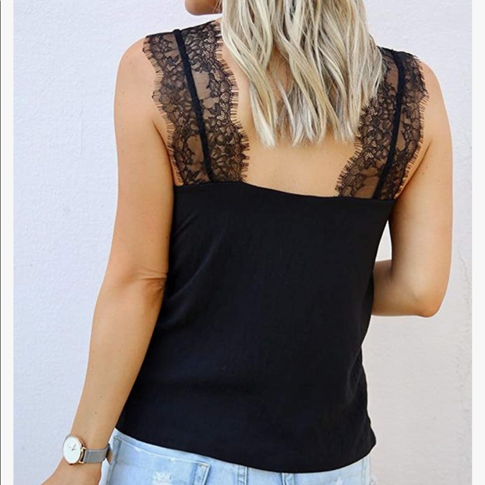 NWOT black lace strap cami
